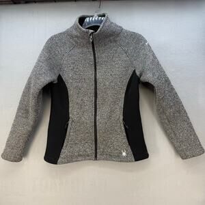 Spyder Jacket Women's Medium Black Charcoal Heather Sherpa Lined Cozy Jacket